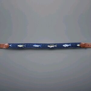 Leather Man LTD Youth Boy's Fabric & Leather Belt Fish Fisherman Fits 22" - 25"